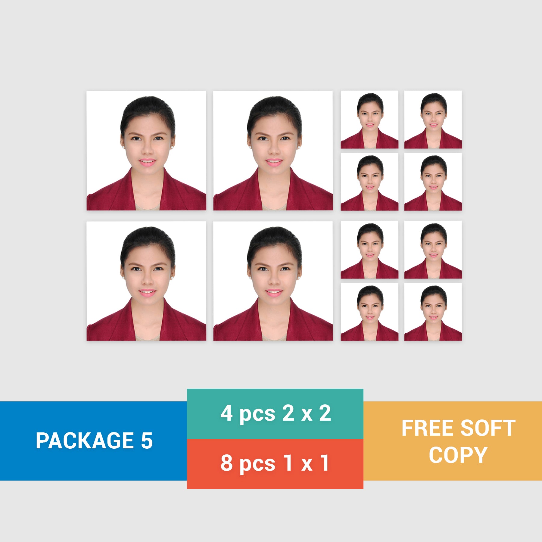 ID Package 5: 4 pcs. 2 x 2 in. and 8 pcs. 1 x 1 in.