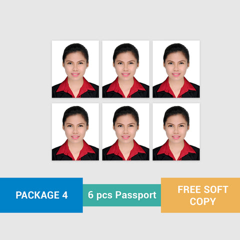 ID Package 4: 6 pcs. Passport Size 1.37 x 1.77 in.